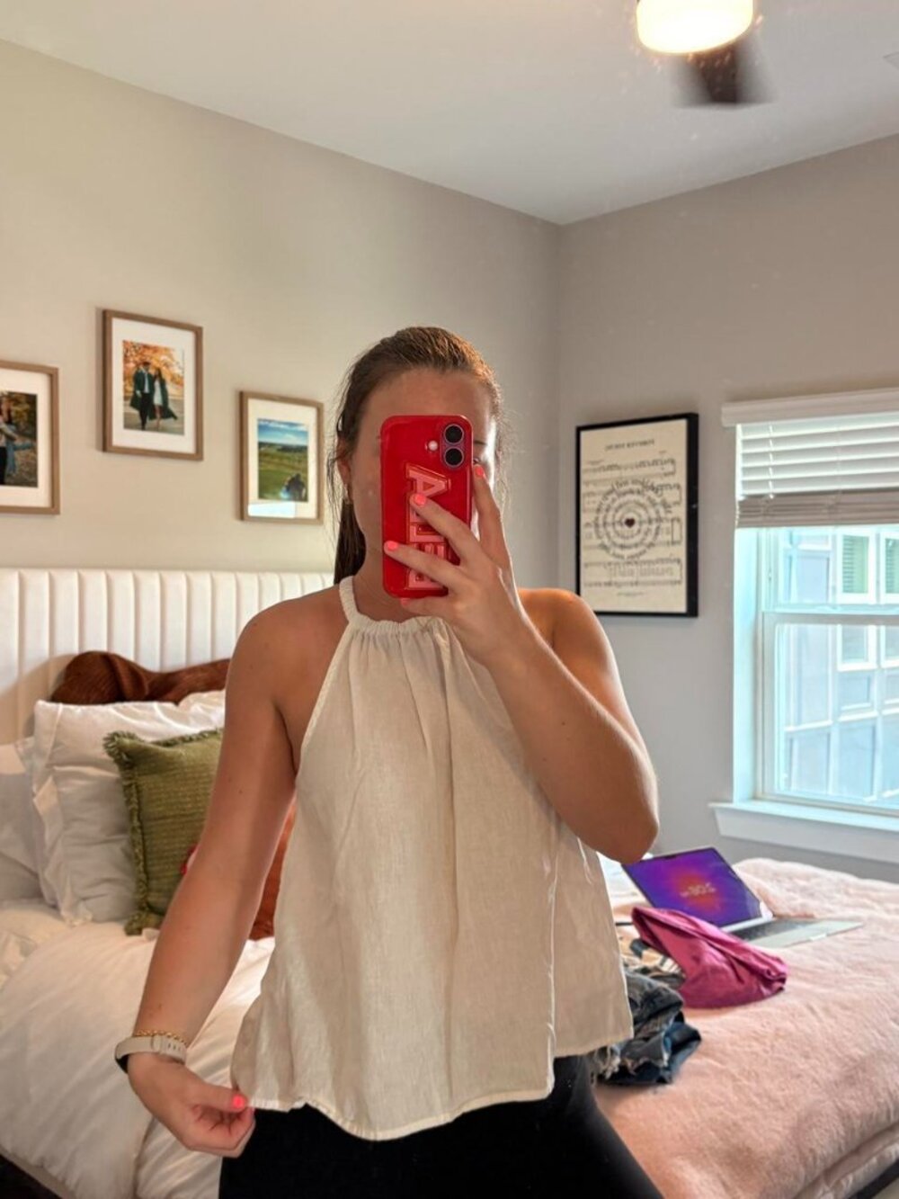 GAP white linen halter top